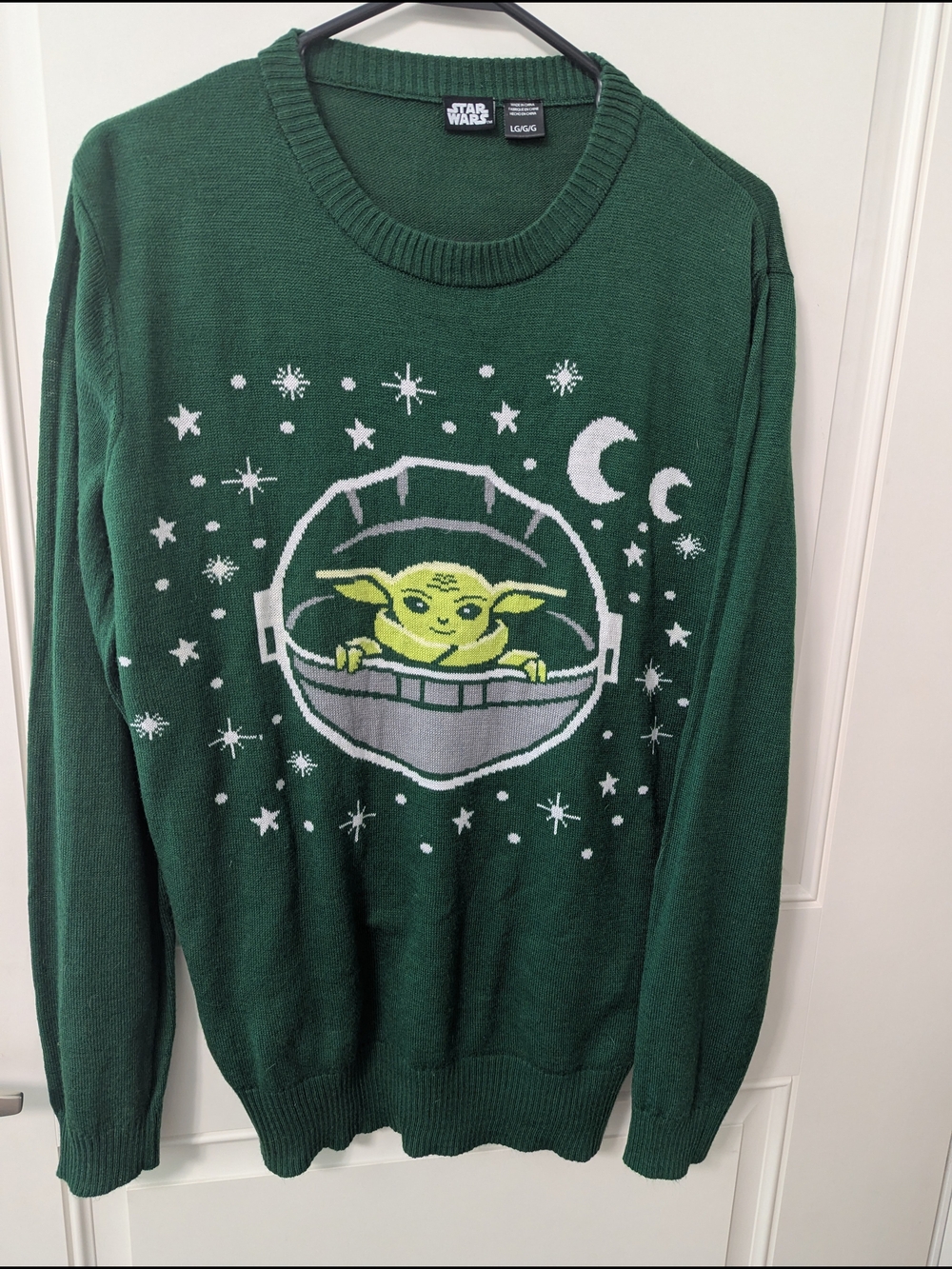 Star Wars Grogu Baby Yoda Green Holiday Knit Sweater Men’s L